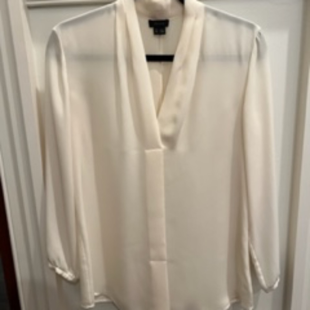 Theory silk blouse S V- neck long sleeve